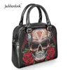 Jackherelook Sugar Skull Rose Print Luxury Pu Leather Handväska för kvinnor Crossbody Väskor Kvinnlig axelväska Girls handväska