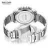 Armbandsur Megir Men's Business Chronograph Quartz Watches Watertproof Luminous Army Arm Wristwatch Watch Man Relogios Masculino Clock 2087
