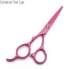 Left-Hand 5.5" 6" Pink Engraving Logo JP Titanium Dogs Grooming Scissors Cutting Scissors Thinning Shears Pets Shears Kit C8001