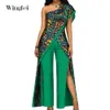 Africa Clothes for Women Ankara Fashion Pant Set Sexy Off Shoulder Jumpsuit Dashiki Clothing Wax Print Cotton WY2373 240319