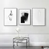 Nordisk modern stil duk målningar svartvita abstrakt affischer och kontrakterade konsttryck väggkonstbilder för heminredning