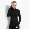 Turtleneck Slim Fit T-shirt Workwear Office Ladies Plain High Neck Long Sleeve Tee Women Autumn Minimalist Tee Maternity Tee