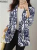 Ternos femininos Blazers Mulheres outono Blazer retro camadas impressas de manga longa casual Exterior Floral