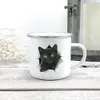 Kreative 3D -Druckkatze Emaille Kaffee Tee Tassen Haus Frühstück Dessert Milch Hafer Tassen mit Griff Wasserbecher für Liebe Katze Geschenk Geschenk