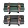 Vintage Bike Saddle Tail Bag Leather Bicycle Rear Seat Bag Pannier Handlebar Retro Frame Seat Pouch Bag Black Green