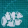 Inłowowie Craft Teapot Cupe Metal Cuties Dift Form Paper Paper rzemieślnicze nóż Blade Blade Punch Stencile Dies Nowe 2021