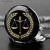 Pocket Watches Justice of Judgment Glass Dome Vintage Quartz Pocket Justice Scales Män Kvinnor Pendant Halsband Kedjeklocka Smycken gåva Y240410