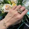 Top -Grade -Designerringe für Frauen Tifancy New Keys gewebt Full Diamond Key Ring weiblicher Roségold -Knoten Finger Ring Speiseröhre Finger v Gold High Edition Original 1TO1