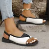 Sandalen Schuhe für Frauen 2024 Sommer Trendy Color Block Frauen Tanga Outdoor Mode lässig Low Heel Zapatos de Mujer