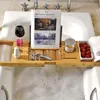 Бамбуковая ванна ванна для кэдди регулируемая дровяная ванна Организатор ванны с чашкой винной держатель мыло мыло блюдо по книге космические телефона для душа