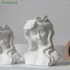 Vases Elegant Ceramic Vase Wavy Hair Girl Creative Living Room Flower Home Decoration Bisque Desktop