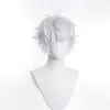 Ranyu White Men Wig Wig Short reto de anime Synthetic Hair Fibra de alta temperatura para o Cosplay Party 240409