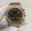 Vero foto cronografo cronografo Guarda il quadrante nero da 42 mm maschile 26320or 18k rosa oro everose bracciale quarzo movimento cronico orologio da polso sportivo