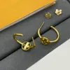 Classic Earrings Brand Designer Flower Gold Silver Plated Stainless Steel Ear Stud Fashion Women Jewerlry Wedding Party Gift High Quality Wholesale