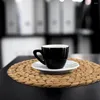 Table Mats Round Woven Placemats For Dining Straw Braided Placemat Heat Resistant Non-Slip Home Tea Set Weave Cup