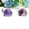 Decorative Figurines 1pcs Natural Rainbow Fluorite Tortoise Statue Hand-carved Figurine Animal Home Decoration Crystals And Stones Healing