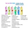 Original VAPME SHISHA 15000 puffs Disposable vape pen 15k puff vape bang 24ml prefilled cartridges pod 650 mah rechargerable battery LED light color