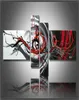 マルチピースの組み合わせ4 PCSSETキャンバスアート抽象油絵黒の白と赤の壁の装飾手描きの写真家装飾5800745