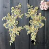 4 stycken/2 par 25*12 cm spegel venise lady sewing guld elfenben röd blommor blommor spets trim applique lapp för bröllopsklänning