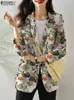 Ternos femininos Blazers Mulheres outono Blazer retro camadas impressas de manga longa casual Exterior Floral