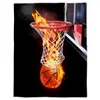 Fleece Throw Bed Blanket Lightweight Super Soft Cozy Flame Basketball Ball Box Sports Art Blanket Gift for Adults Kids