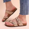 Slippers Kidmi Fashion Women's Sandalen met Cork Footbeds 2024 Zomer vrouwen Flip-flops unisex muilezels verstelbare boogondersteuning