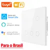 Smart Wifi Touch Switch Brazil Neutral Wire Needed Smart Home 4/6 Gang Tuya App Control 4*4 Light Switch Support Alexa Google