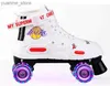 Inline Roller Skates Fancy Roller Skates Shoes For Adult Double Row Sliding Sneakers med Flash 4-Wheel Fashion High Quality Y240410