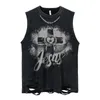 Men's Tank Tops Custom Link Washed Retro Hip Hop Sleeveless Shirts Men Clothing