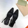 Dress Shoes Slingback High Heels Lace Up Shallow Cut Shoes Sandals Mid Heel Black Mesh With Crystals Sparkling Print Shoes Leather Ankle Strap Women Slippers Sandals