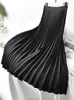 Projektantki marki kobiety wiosna Elegancka elegancka elegancka, solidna plisowana spódnica luksusowa moda z elastyczną kobietą C-035 240407