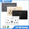 Double 13A British Three Hole Switch Socket Socket UK Standard 110V-250V Glass Wall Power Power Power Power