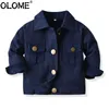 Детская джинсовая куртка Baby Boy Jeans Tops Old School Kids's Outwear Olome девочки осенняя одежда для малышей