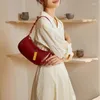 Bolsas de ombro Yanatari Designer Bolsa de luxo Red para mulheres Couro genuíno Half lua com falhes de cinta de crossbody Fashion