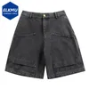 Shorts masculinos soltos de perna larga denim 2024 cargo de verão masculino preto jeans casual vintage cinza