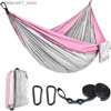 Hammocks 1-2 person color matching portable outdoor camping pendant with nylon high-strength umbrella fabric hammock 270 * 140cmQ1