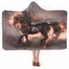 Lannidaa Grey Animals Wolf Horse Hoodie Couverture de style sombre Microfibre Couvre-couverture en peluche canapé-lit Bureau de voyage de voyage