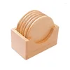 Bordmattor 20Set Natural Wood Beech -mönster Set Pack med 6 kopp och 1 Holer värmeisolering Desktop Pads SN4205