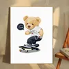 Cartaz inspirador engraçado Urso fofo vestindo óculos de skate Arte de parede de parede Painting Poster Print for Child Room Decoração de casa