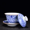 210 مل من الخزف الأزرق والأبيض Pancai Gaiwan Teacup Ceramic Tea Bowl الصينية البورسلين هدايا الشربات
