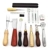 Professionelle Lederhandwerkswerkzeuge Kit Hand nähen Stick -Punch -Schnitzarbeit Sattel Ledercraft Accessoires 45/44/25/15 PCS