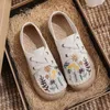 Scarpe casual Flower Rightoided Women Linen In cotone fatte a mano Slip su mocassini Espadrilles comodi sneaker che camminano 2024