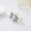 Luxury Brand T Home Small fragrance bow Pearl Earrings t home same earrings with Diamond Sterling Silver Jewelry With Logo