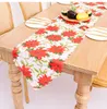 Año Nuevo Nochebuena Runner Runner Mat Christmas Santa Claus Tapestry Red Christmas Table Flag para casa Decoración de la cena