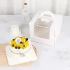 LBSISI Life 10pcs Handle Paper Cake Boxes with Window Birthday Party Baby Shower Célébrez 4/6/8 POUC