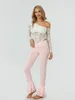 Women's Pants Flare For Women Bow Lounge Solid Layered Ruffles High Waist Slim Fit Sweatpants