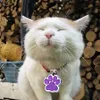 1pc 25mm köpek kedi Pet Kimlik Etiketleri Yansıyıcı Pet Tedarik Parlak Glitter Pençe Şekeri Pet Köpek Kedi Kimlik Tag Anahtarlık Pençe Baskı Etiketi