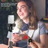 Monopods Cool Dier Foldbar Wireless Selfie Stick Stativ med Bluetooth Shutter Fill Light Monopod för telefon Live Broadcast Bracket