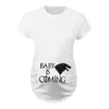 Plus Size S-3XL roliga moderskap Tshirts gravida kvinnor Graviditetskläder Kort ärm O-Neck Letter Baby Coming Print T-shirt