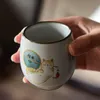 Luwu White en céramique tasse de thé mignon chat chinois kung fu cartes de thé 100 ml